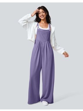 HALARA Lavender Wide-Leg Overall Jumpsuit